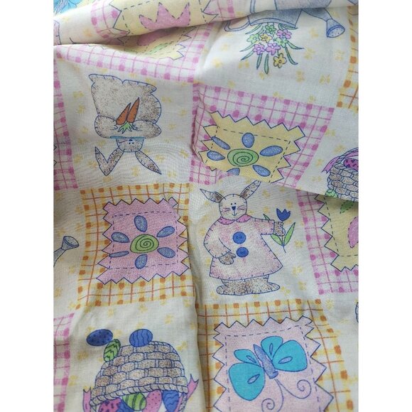 Material Yellow Easter Stiches # 6608 Spring Industries 44 x 40  Cotton Fabric C - Picture 1 of 16